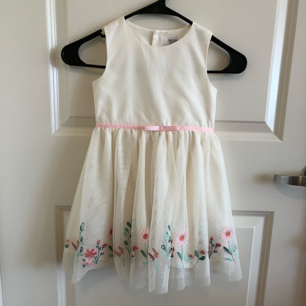 Little Girls’ Floral Embroidered White Dress